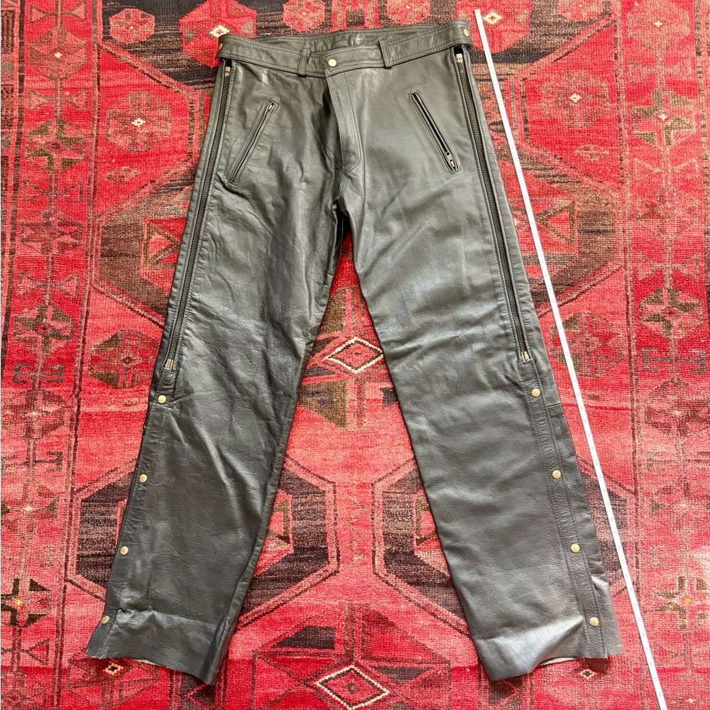 Unik Black Leather Pants Motorcycle pants